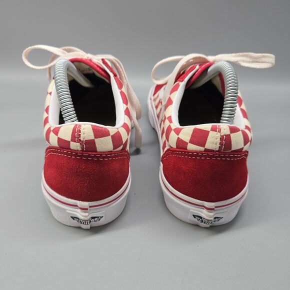 Vans Men's Old Skool Primary Skate Checkerboard Racing Red White Shoes M 7.5/ W9 - Picture 6 of 11